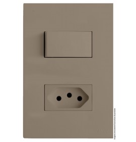 Conjunto 1 Interruptor Paralela + 1 Tomada 10A 4x2 - RECTA FENDI SATIN FOSCO